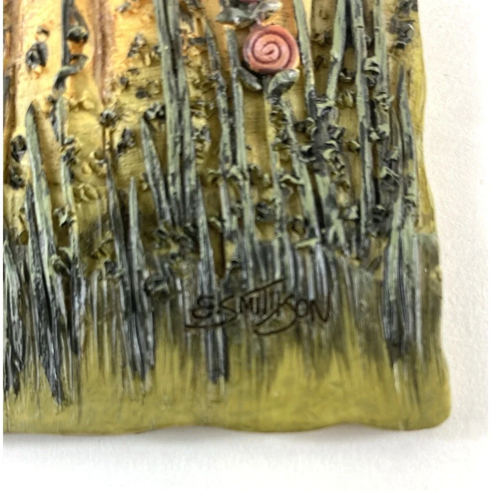 Vtg Smithson Cat Tails Wall Art Hanging Plaque Wildflower Resin 3D Signed
